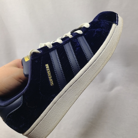 Adidas Orignials Women's Superstar Navy Fashion Velvet Sneakers Size 7 US Womens - Picture 4 of 9